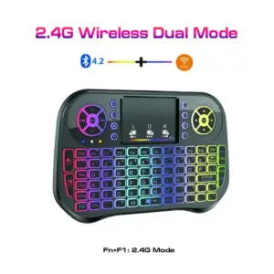 I10 Mini Wireless+bluetooth Touchpad 7 Color Backlit Light 2.4ghz