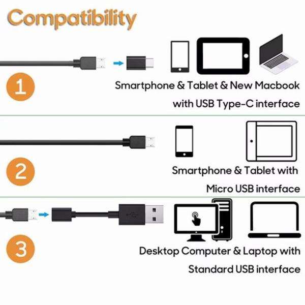 3 In 1 Type C/ Micro Usb/ Pc Endoscope Camera 3.5m