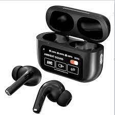 A9 Pro App ANC/ENC Display Touch Control Bt 5.4 Wireless Earbuds With Zwsvibe App Black