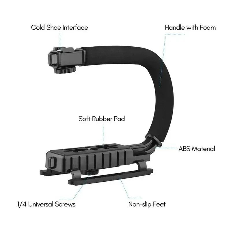 Ay-49u U Shaped Video Making Handheld Stabilizer Kit With Light, Microphone, Bluetooth Remote For Camera & Mobile