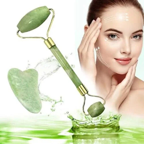 Jade Roller & Gua Sha Set - Facial Massage Tools for Skin Care & Anti-Aging