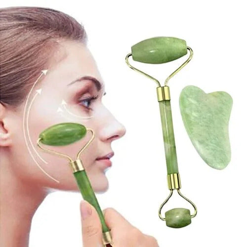 Jade Roller & Gua Sha Set - Facial Massage Tools for Skin Care & Anti-Aging
