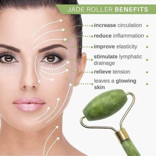 Jade Roller & Gua Sha Set - Facial Massage Tools for Skin Care & Anti-Aging