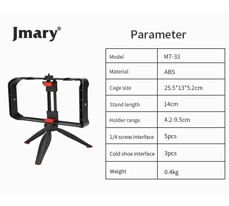 Jmary Mt-33 Video Cage Rig Kit For Vlogging