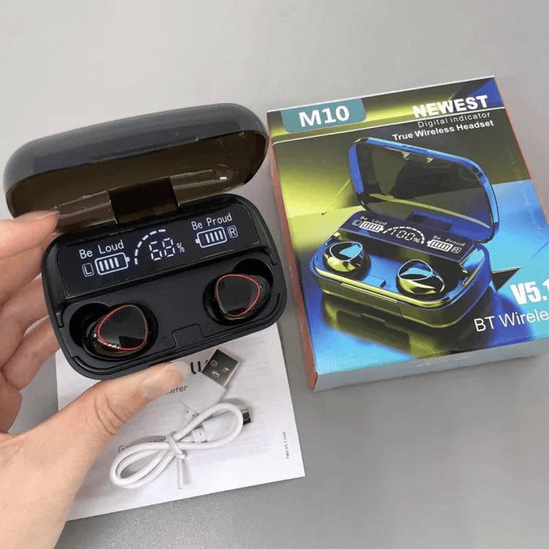 M10 Wireless Earbuds Bluetooth Earphones with HiFi Quality & Noise Cancellation