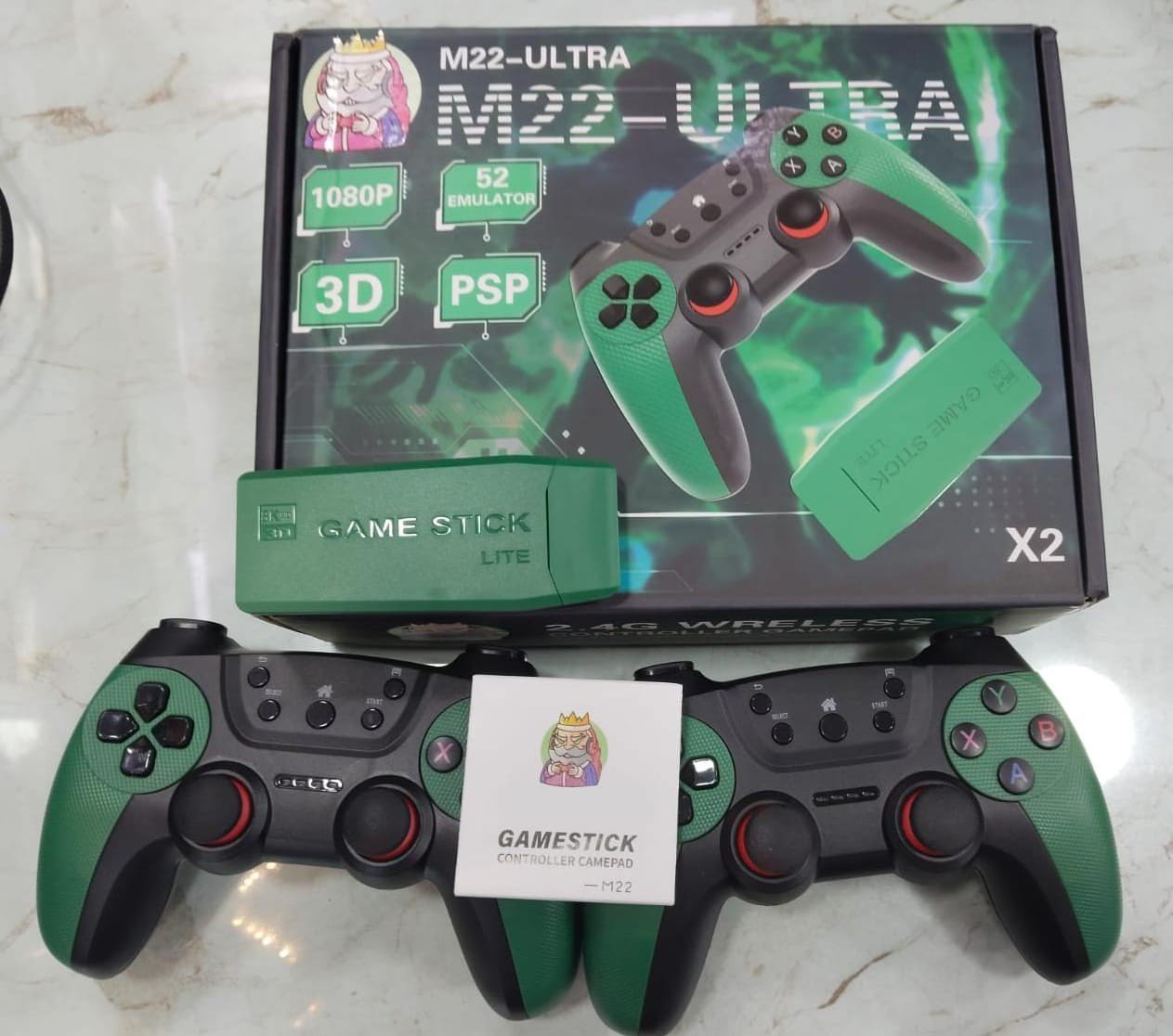 M22 Ultra Retro Game Stick – 30,000+ Games, 64GB, 52 Emulators, 1080P HD Console