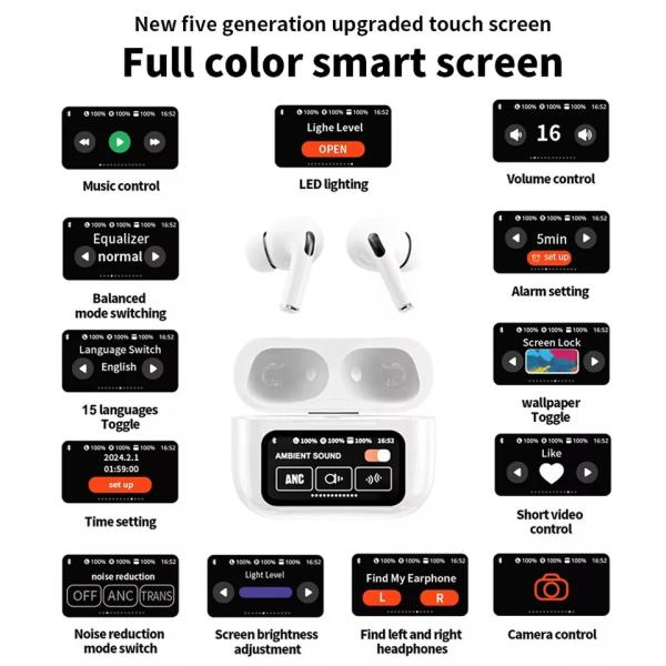 New A9 Pro Apple Airpods Anc enc Zhongkelqnxun Touch Control Bt 5.4 Earbuds