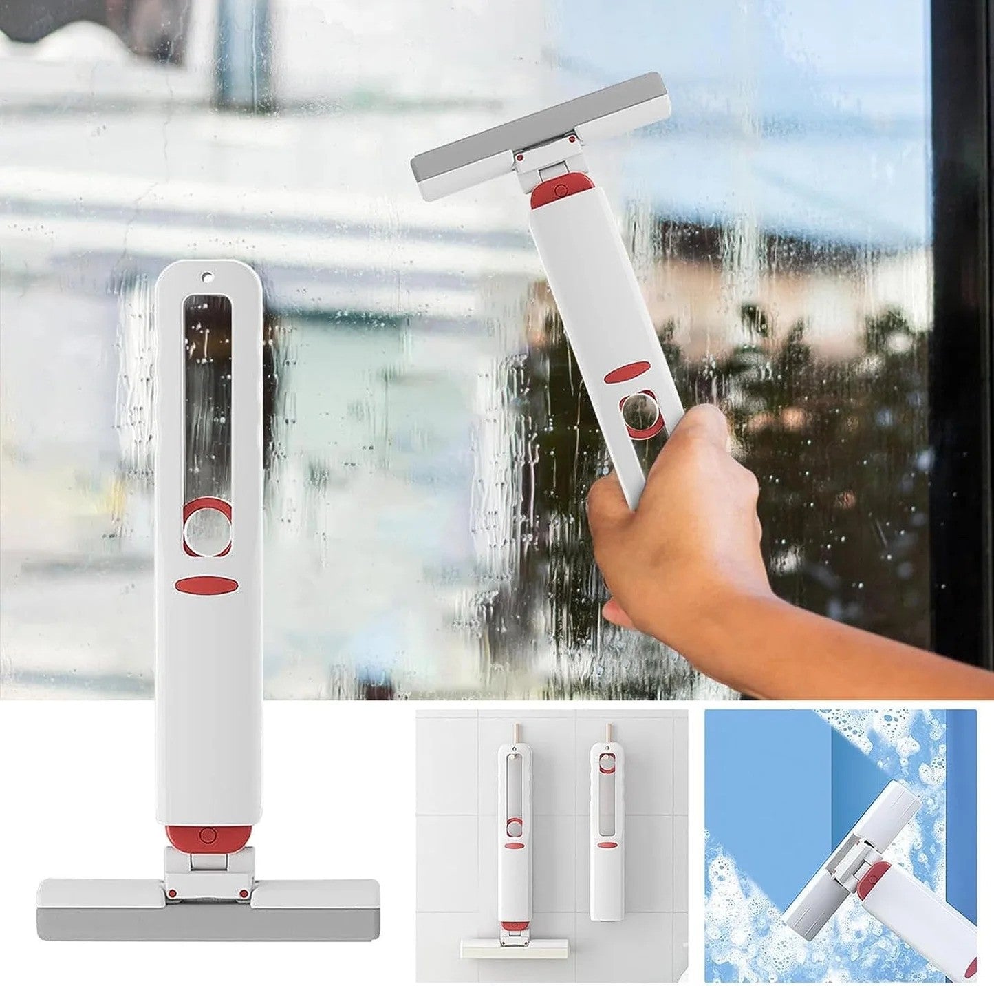 Portable Mini Cotton Mop – Self-Squeeze Mop for Small Spaces, Kitchen & Mirror Cleaning (Includes 2 Cotton Heads + 1 Handle
