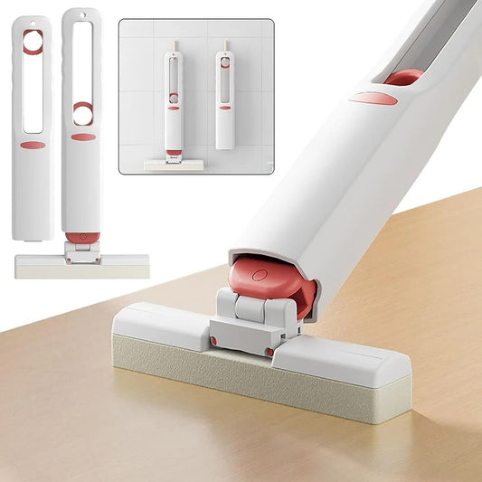 Portable Mini Cotton Mop – Self-Squeeze Mop for Small Spaces, Kitchen & Mirror Cleaning (Includes 2 Cotton Heads + 1 Handle