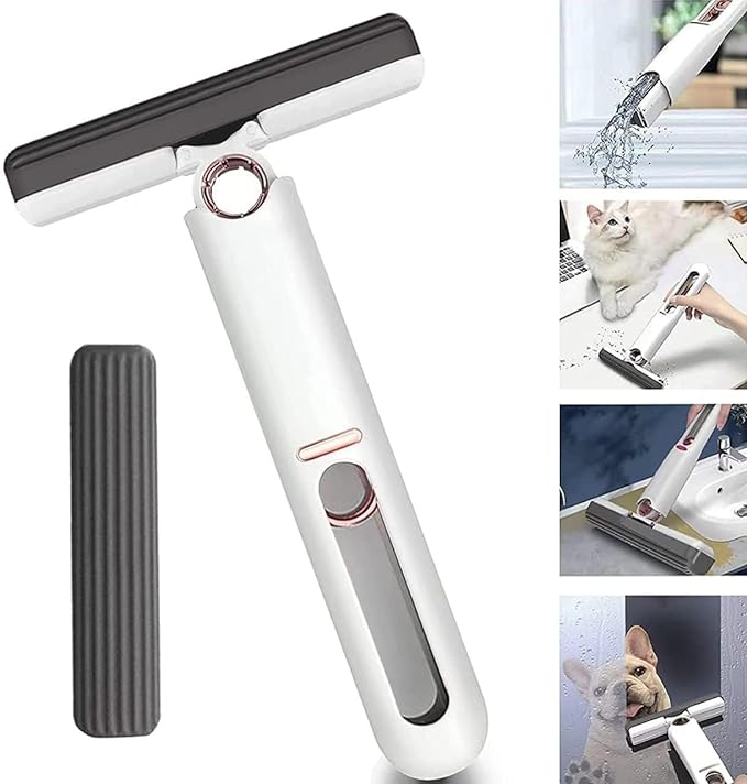 Portable Mini Cotton Mop – Self-Squeeze Mop for Small Spaces, Kitchen & Mirror Cleaning (Includes 2 Cotton Heads + 1 Handle