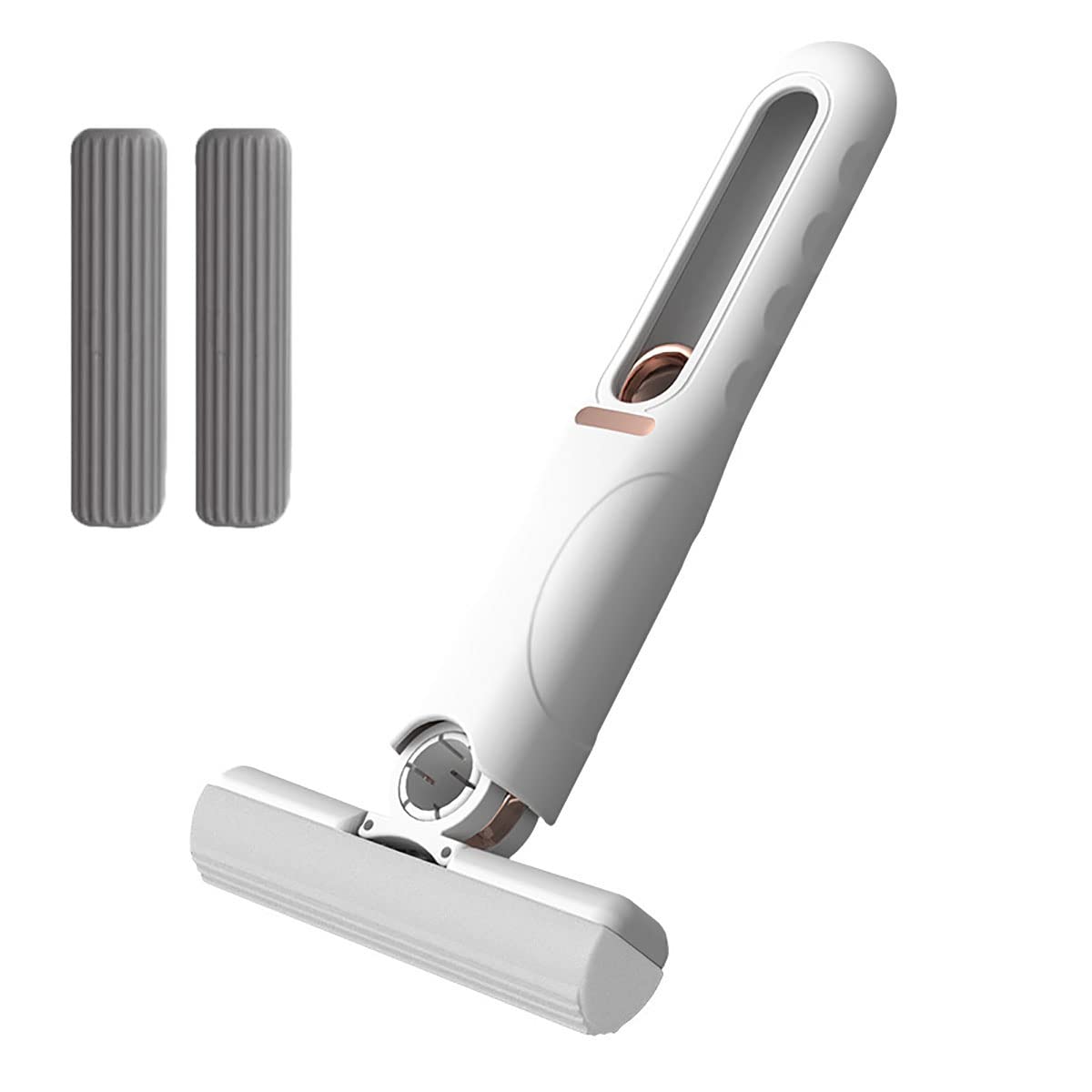 Portable Mini Cotton Mop – Self-Squeeze Mop for Small Spaces, Kitchen & Mirror Cleaning (Includes 2 Cotton Heads + 1 Handle