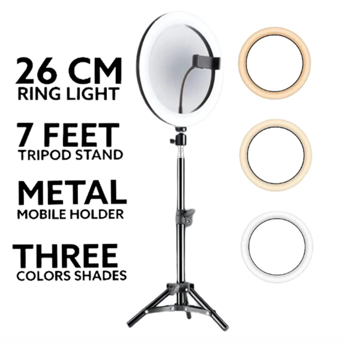 Professional LED Ring Light 26cm with 2.1m Adjustable Tripod