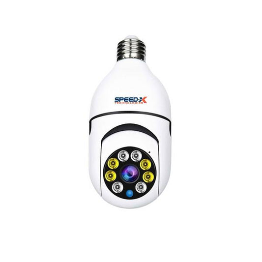 Speed-x Sp-e27 Bulb Camera 1080p Wifi 360 Degree Panoramic Night Vision Two-way Audio Motion Detection With V380pro App