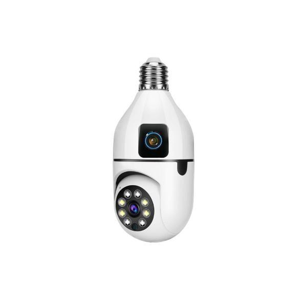 Speed-x Sp-e28-2 Dual Lens Bulb Camera 1080p Wifi Panoramic Night Vision Motion Detection With V380 Pro App