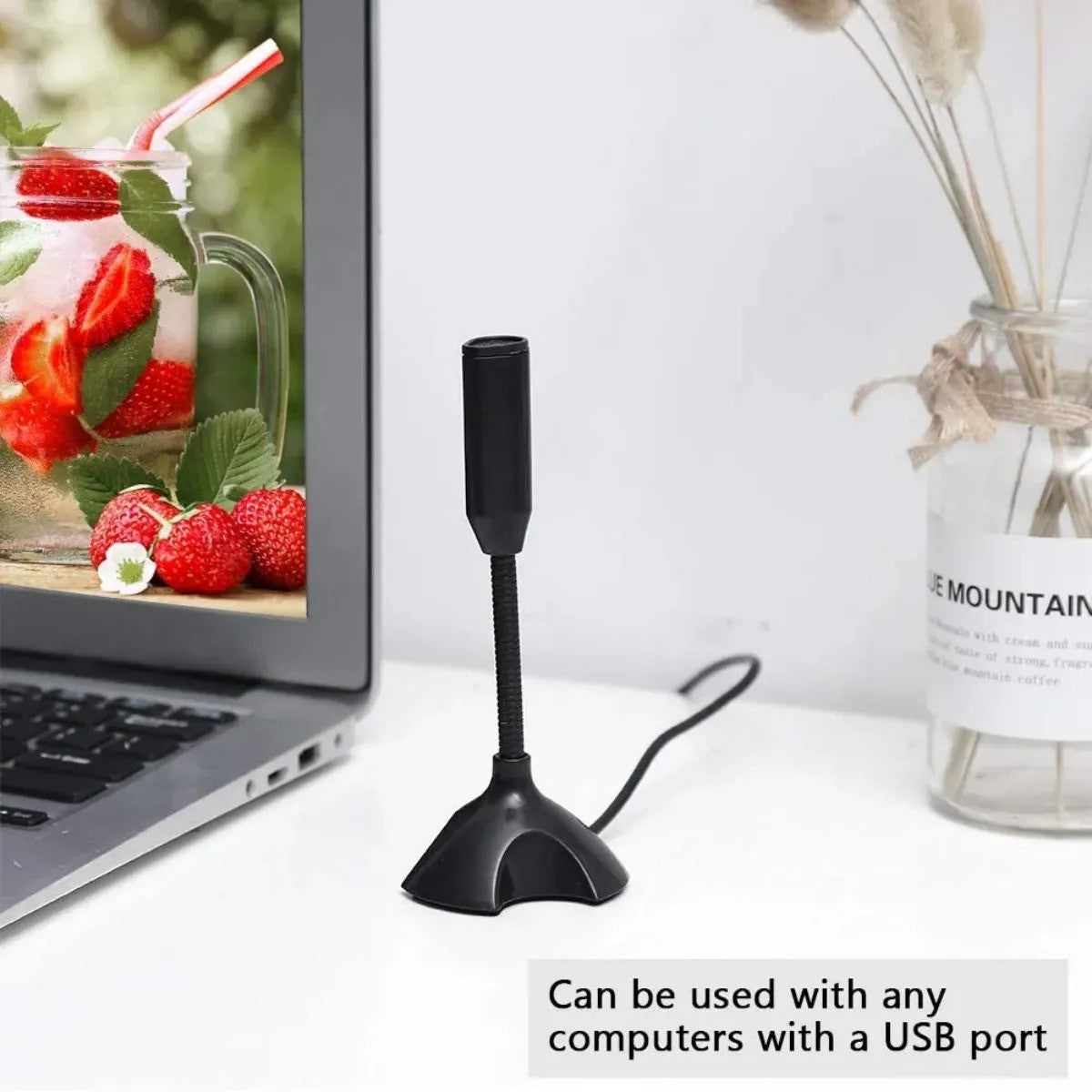 USB Mini Stand Microphone – Adjustable & High-Quality Audio for PC & Laptop