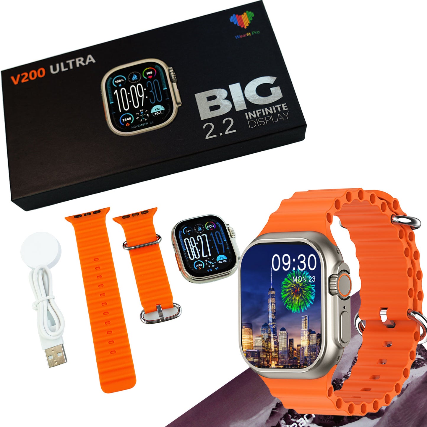 V200 Ultra Smart Watch 2.2-Inch Screen IP68 Waterproof Sport