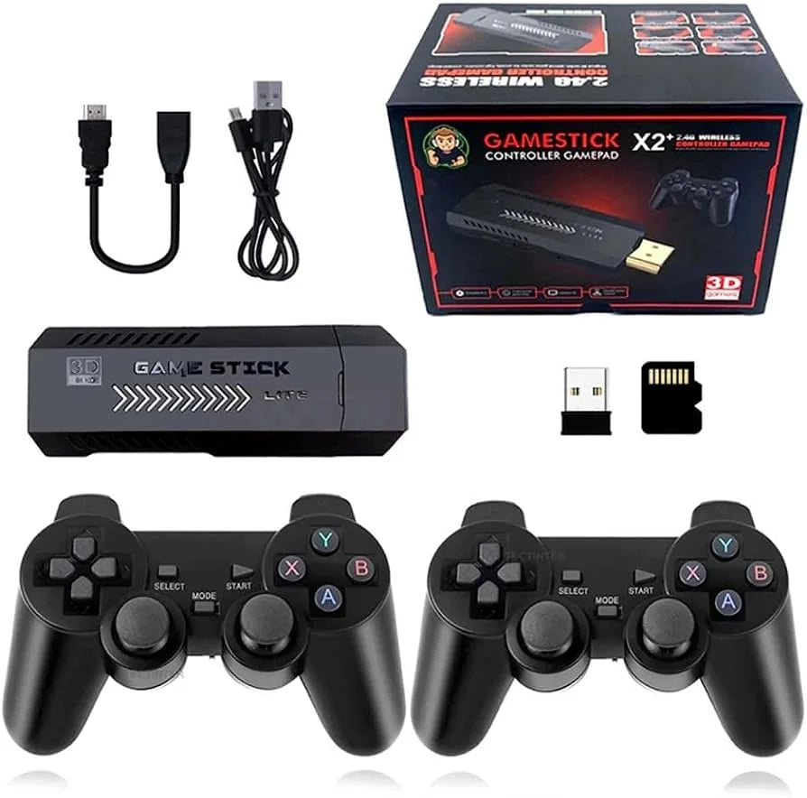 X2 64gb Plus Retro 3d 32000+ Video Games 4k Hd Output Game Stick With 2 Wireless Controllers