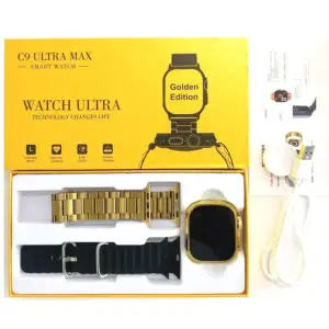 C9 Ultra Max Gold Edition 2.1 inch Smart Watch with Hryfine App – Bold Style, Ultimate Performance