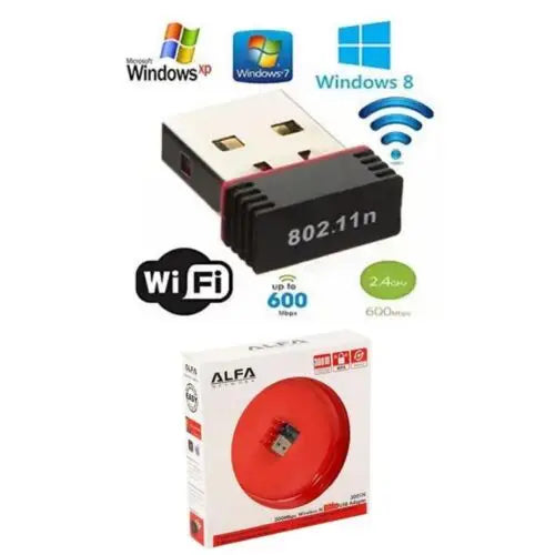 Alfa Mini WiFi USB Adapter 300Mbps– High-Performance Wireless Dongle for PC/Gaming with Strong Signal & LAN Card Receiver