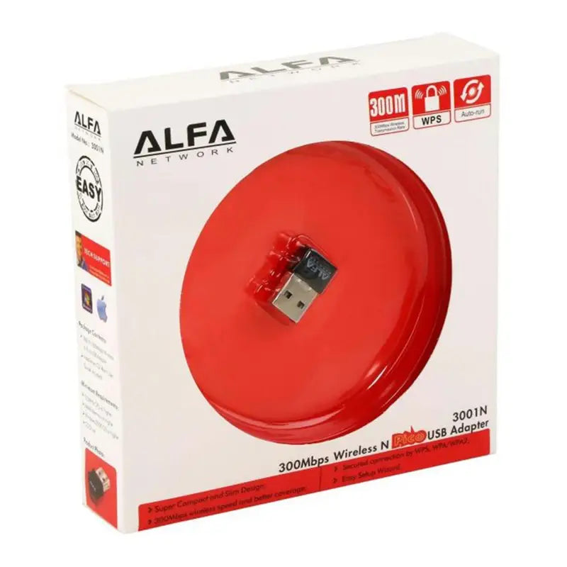 Alfa Mini WiFi USB Adapter 300Mbps– High-Performance Wireless Dongle for PC/Gaming with Strong Signal & LAN Card Receiver